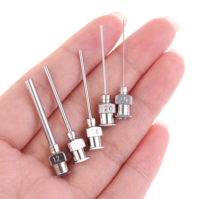 12G+16G+18G+20G+25G 5pcs Stainless Steel Needle Blunt Tip Syringe Dispenser Needles Dispensing Glue Accessories And Supplies