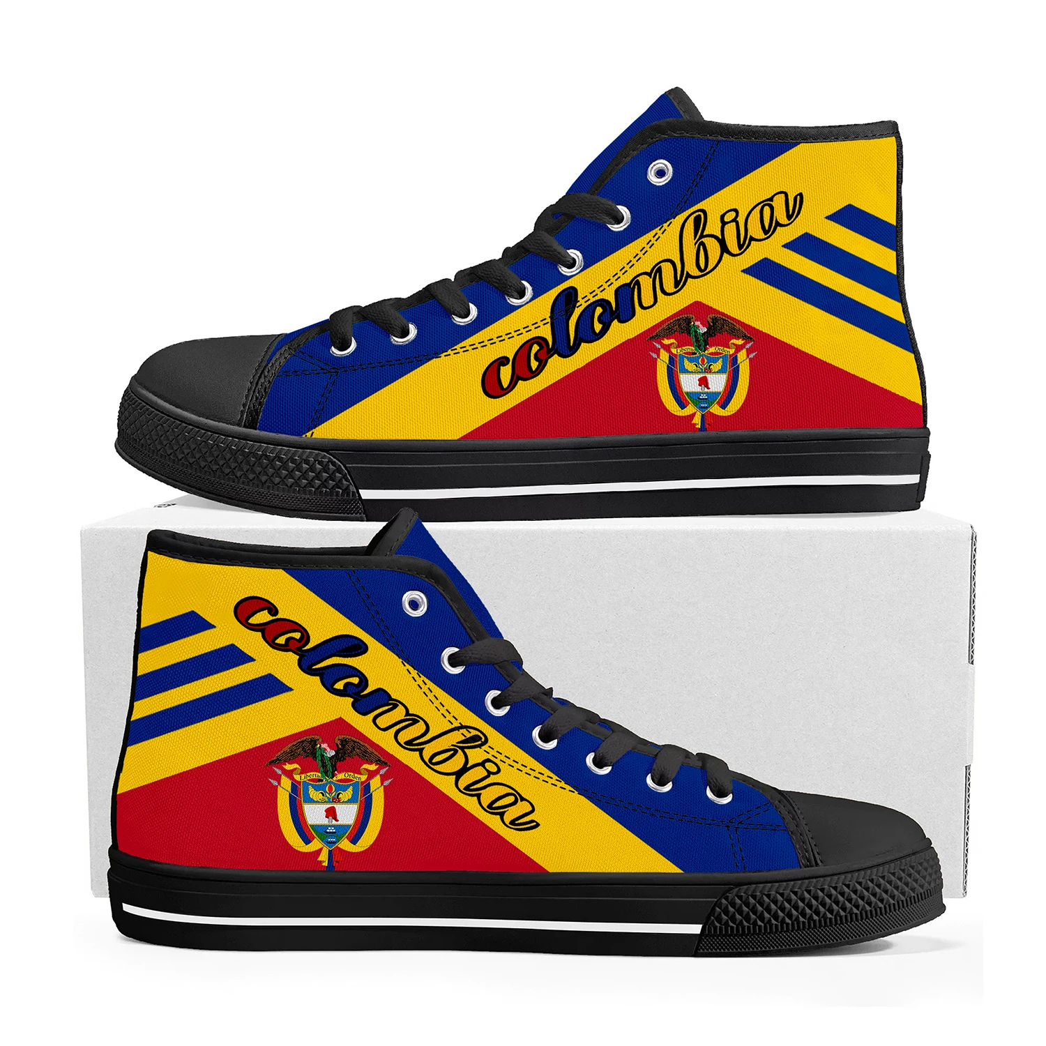 

Colombia Flag Bogota High Top High Quality Sneakers Mens Womens Teenager Canvas Sneaker Custom Made Shoe Casual Couple Shoes