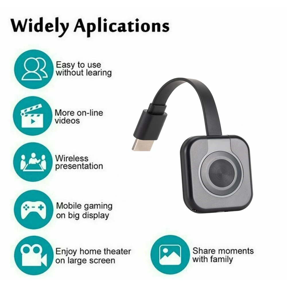 Transmisión Hdmi inalámbrica Wifi, proyector portátil para teléfono móvil, adaptador de pantalla de espejo para receptores de TV y vídeo