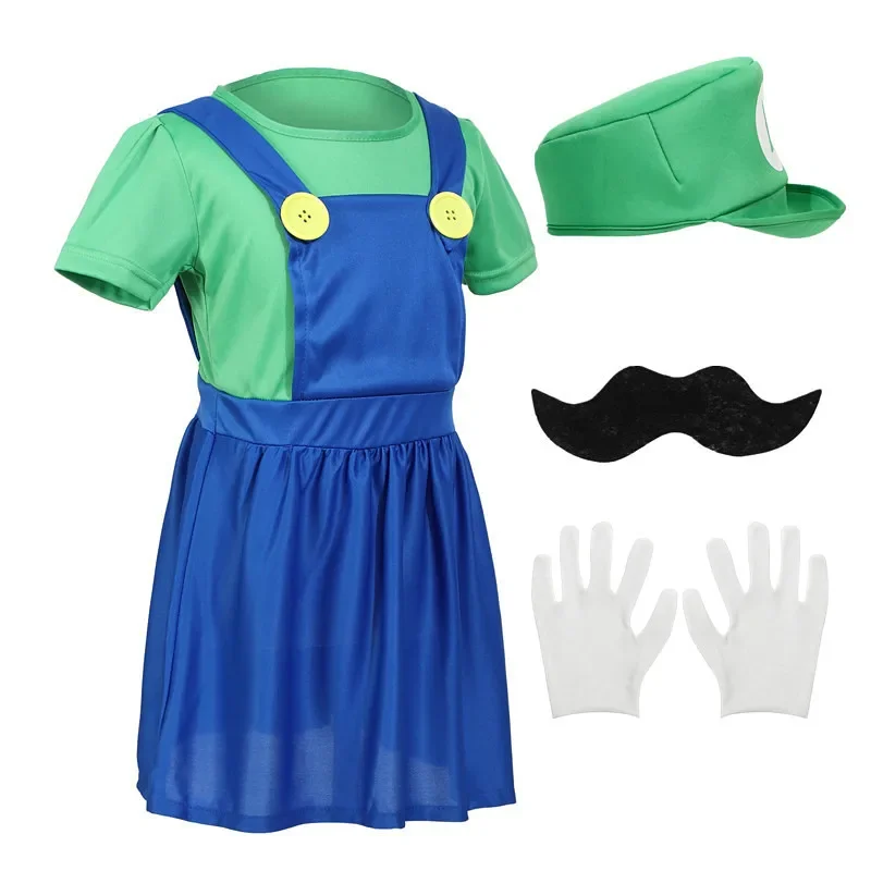 Süßes Anime-Spielkleid, lustiges Urlaubskostüm, Hut, Bart, Handschuhe, Halloween, Party, Performance-Kostüm