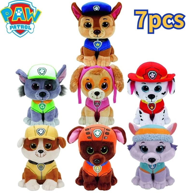 23cm Paw Patrol Cute Cartoon Dog Plush Dolls Soft Stuffed Plush Pendant Toys Chase Marshall Rocky Skye Rubble Kids Birthday Gift