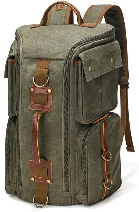 

Vintage Canvas Travel Backpack, Waterproof Daypack for 16" Laptop College Rucksack Hiking Outdoor Sports Bag