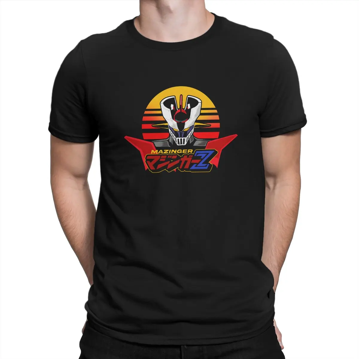 MazingerZ Robot Mazinger Head Tshirt Homme Men's Tees Polyester T Shirt For Men