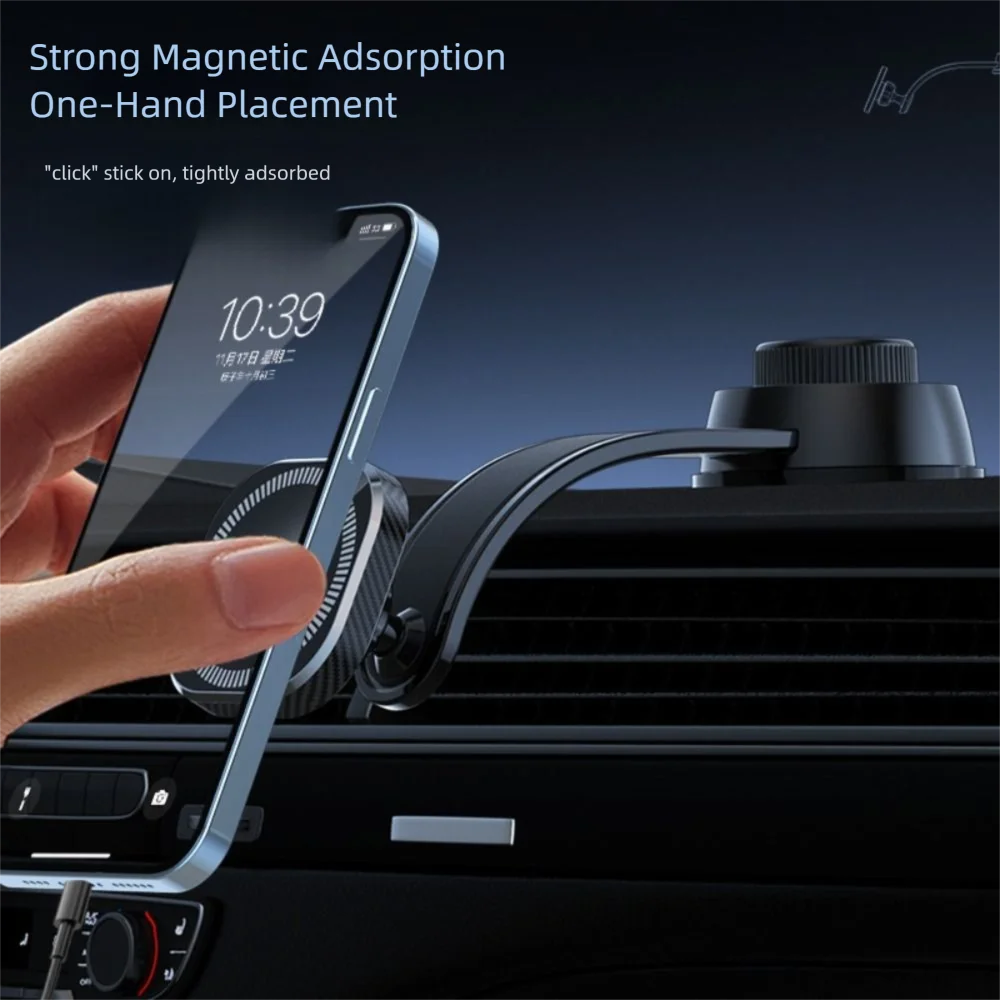 Supporto per telefono magnetico sottovuoto di alta qualità Rotazione regolabile Supporto per navigazione per auto Ventosa Staffa di adsorbimento su due lati