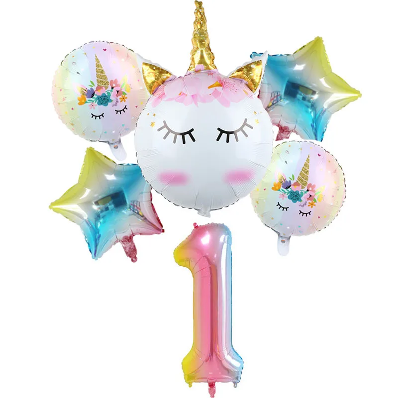 

Birthday Number Balloon Set for Kids, 1 ~ 9 Number, Unicorn Decoration, Party Supplies