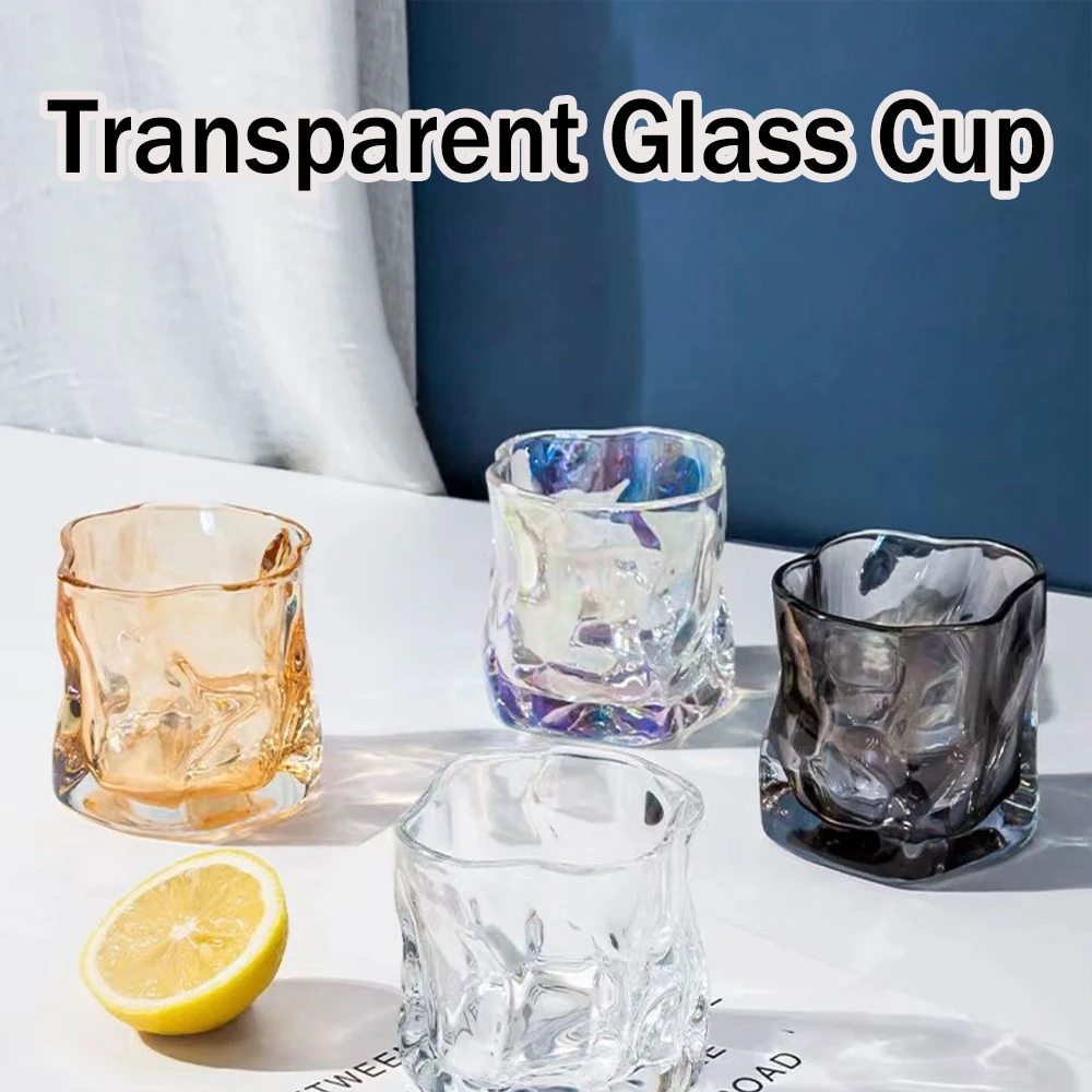 

2pcs/set Nordic Wind Rock Cocktail Glass 200ML Transparent Coffee Mug Modern Luxury Juice Cold Drinks Beer Tea Bar Glass Mugs