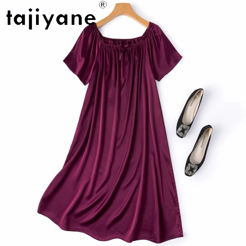 

TAJIYANE 21MM 92% Real Mulberry Silk Night Dress Woman Short Nightgowns Dresses 2026 Summer Silk Sleepwear Women Clothing пижама