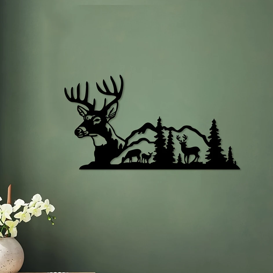 

Creative Elk Iron Indoor Outdoor Crafts, Great forHallway, Bedroom, Outdoor Outdoor Wall Decoration, 11.81*6.37inch