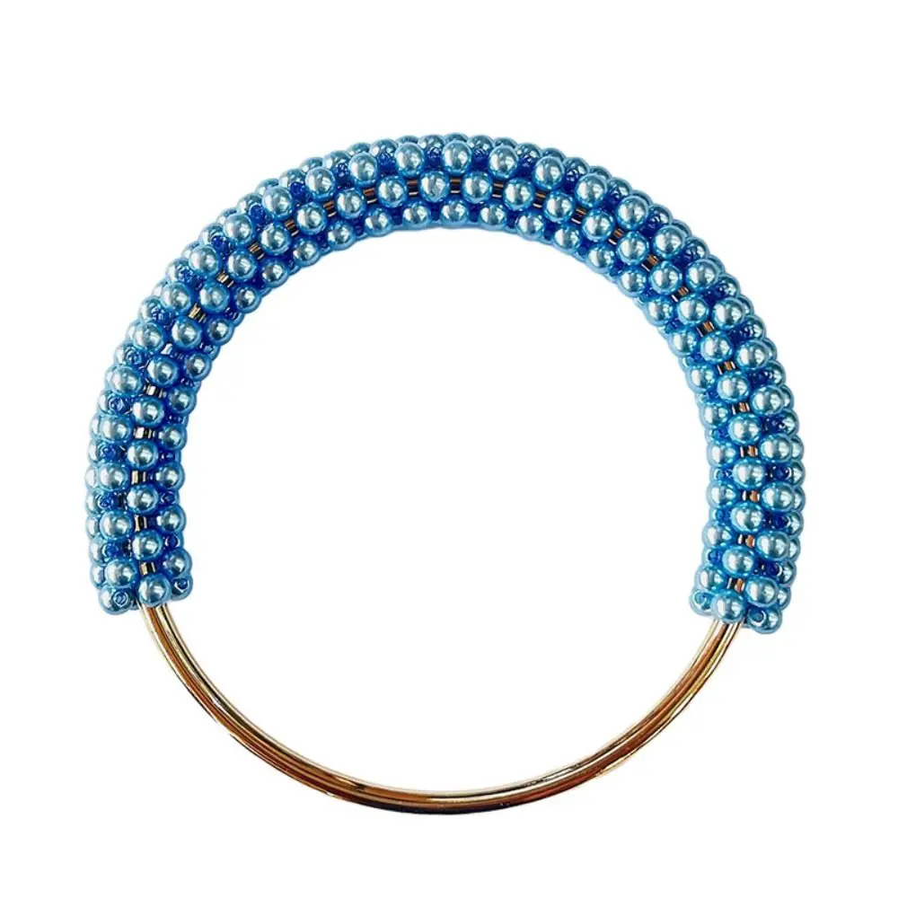 DIY Exquisite Bag Handle Round Braided Metal Ring Colorful Beads Pearl Bag Accessories Handbag