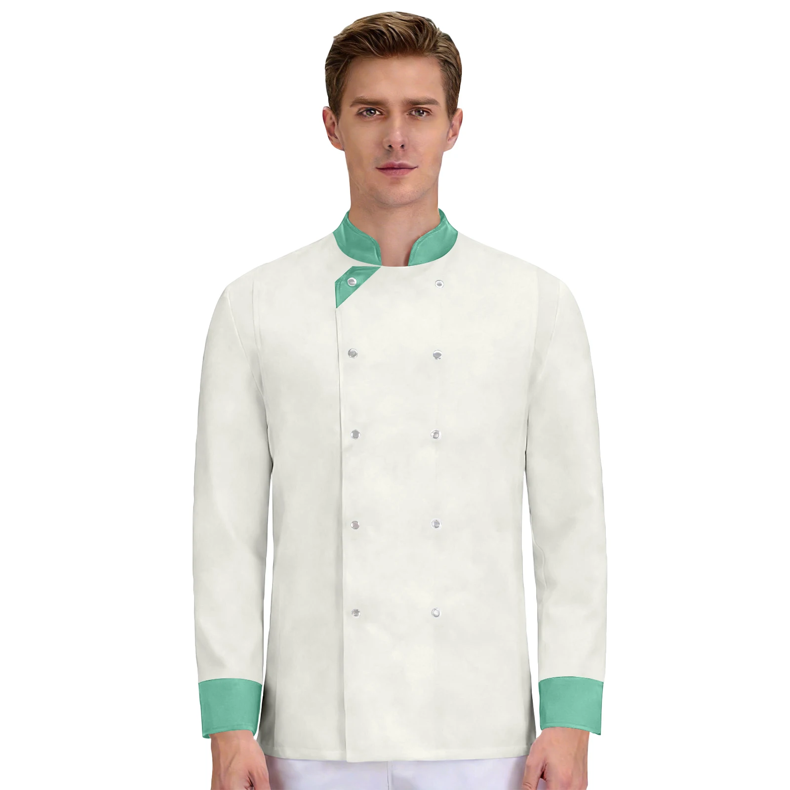 

Unisex Waterproof Cardigan Long Sleeves Button Chef Uniform Uniform For Chef Oil-Proof Kitchen Workwear