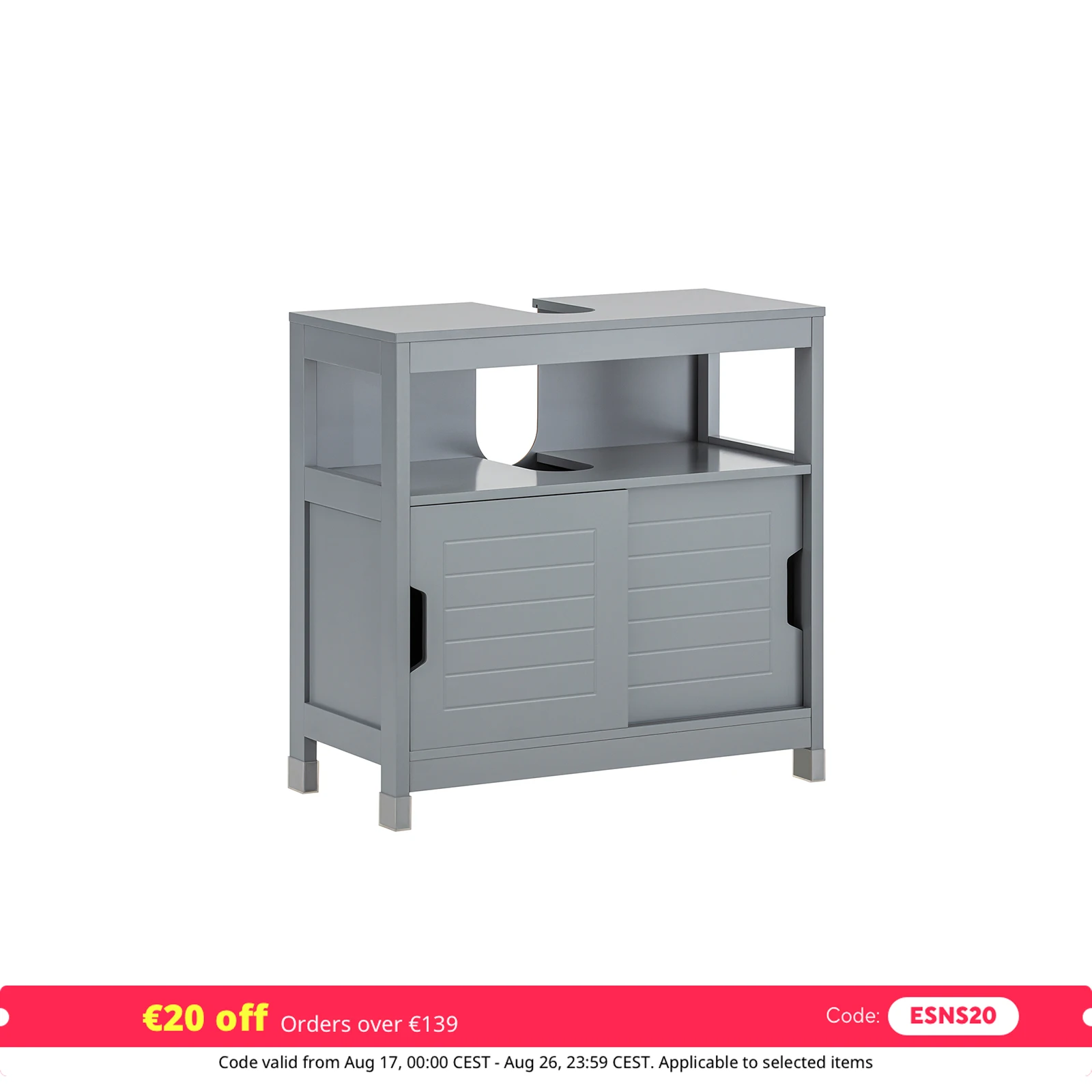 SoBuy FRG128-SG Waschbeckenunterschrank Badmöbel Badschrank mit Fußpolster Waschtisch Unterschrank dunkelgrau BHT ca. 60x61x30cm