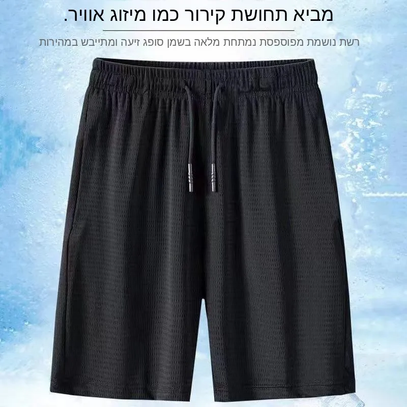

Men's Sporty Ice Silk Short Pants Quick Dry Lightweight Summer Running Fitness Casual Loose Mesh Air Conditioning Five-Quarte...