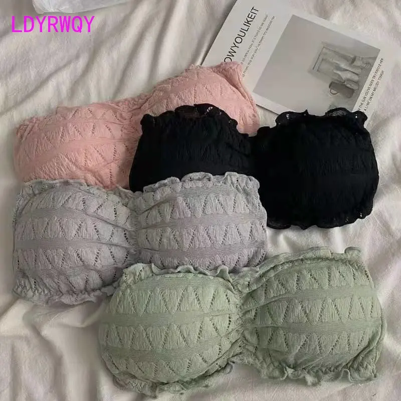 Non slip strapless invisible lingerie for female students Korean version beautiful back bra with buckle to prevent stray light