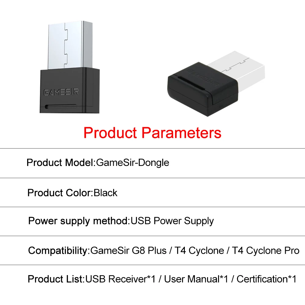 Gamesir G8+ G8 Galileo Plus T4 Cyclone and T4 Cyclone Pro 2.4g Wireless Dongle Receiver Adpter Game Console Accessories