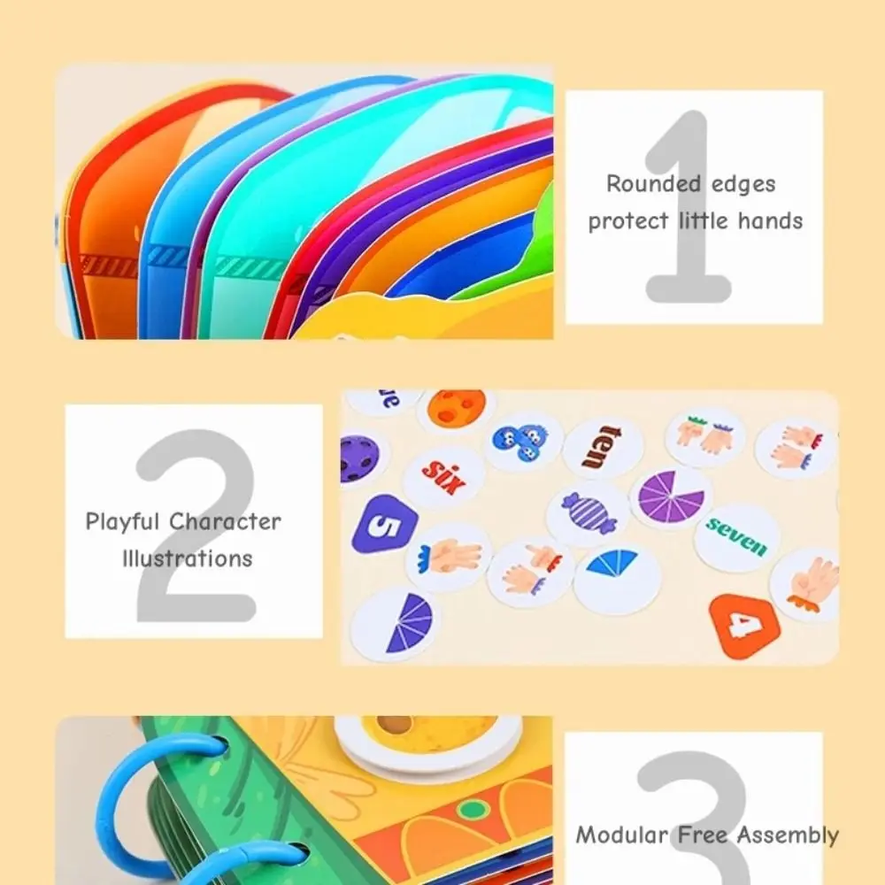 

Interactive Learning Digital Cognitive Quiet Book Repeated Pasting 1-10 Quantity Word Cognition Montessori Quiet Busy Book