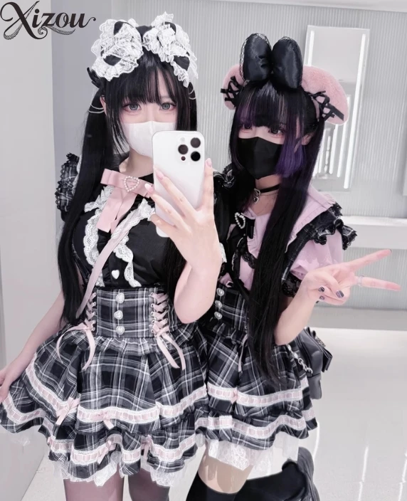

Short Casual Shoulder Strap Skirts for Women Summer New Lotus Leaf Edge Small Flying Sleeve Bow Strap Lace High Waist Skirt