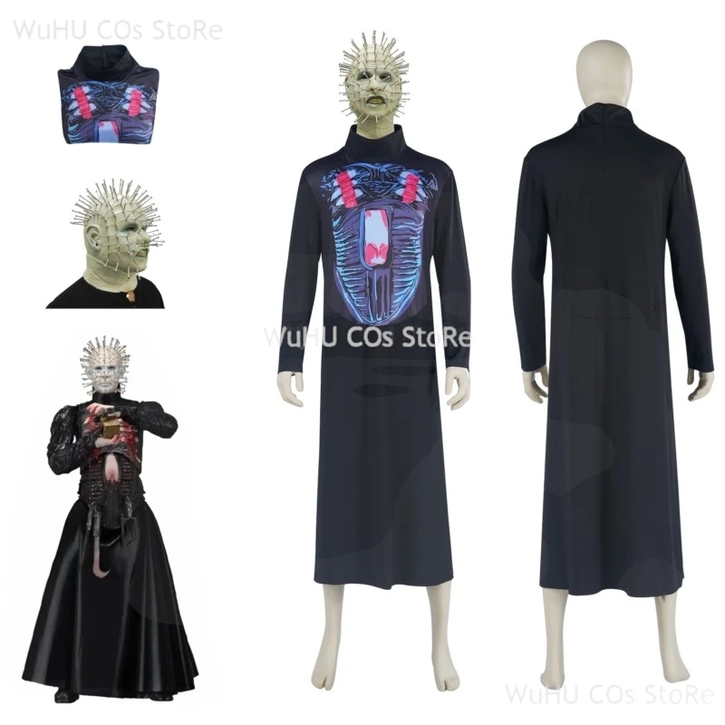 Hellraiser Pinhead Horror Mask Party Carnival Mascaras Head Nail Cosplay Costume Men Movie Cosplay Mask Halloween Scary Masks