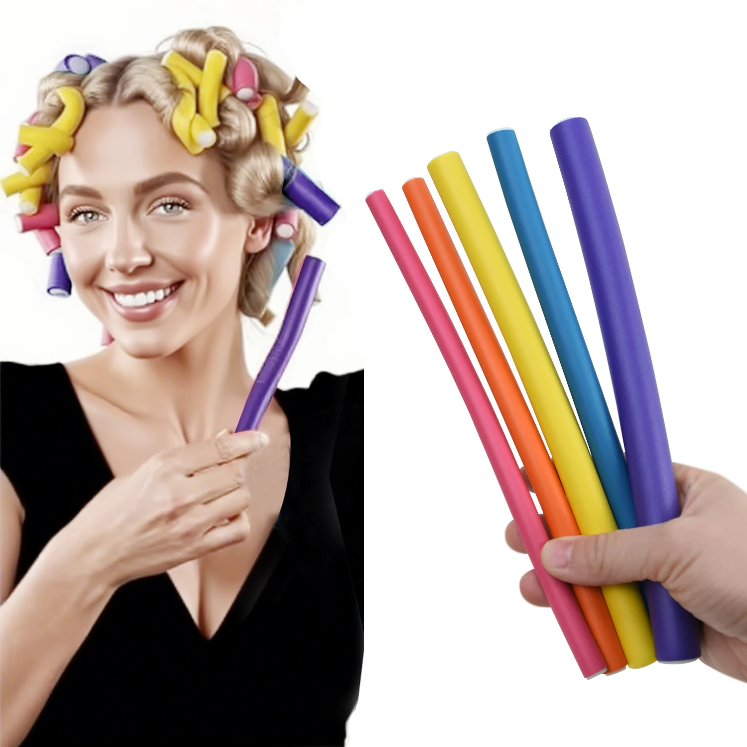 

10 Pcs Flexible Hair Curling Rod 24cm Hair Rollers Foam Twist Curls DIY Heatless Curlers Hair Styling Tools