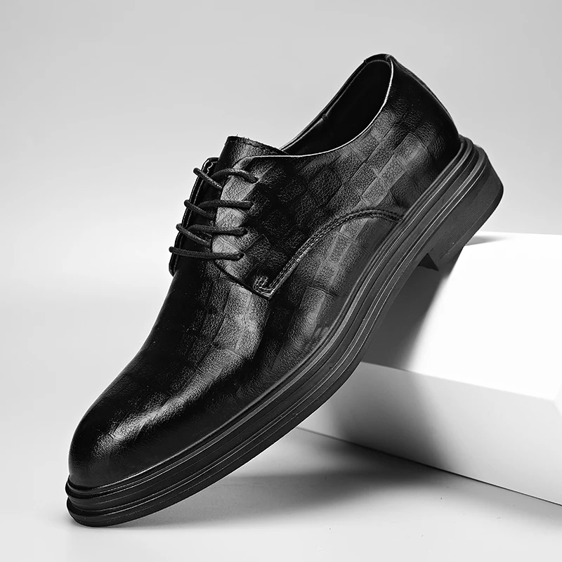 

Новые осенние мужские кожаные туфли 2024, повседневные туфли на один шаг, британское деловое платье, комплект большого размера, кожаные туфли