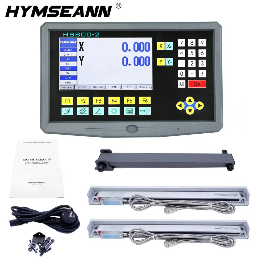 Display de Leitura Digital e Escala de Vidro Linear Multilíngue Eixos Lcd Dro Kit Hs8002 Torneamento Torno Fresamento Régua Grating Codificador