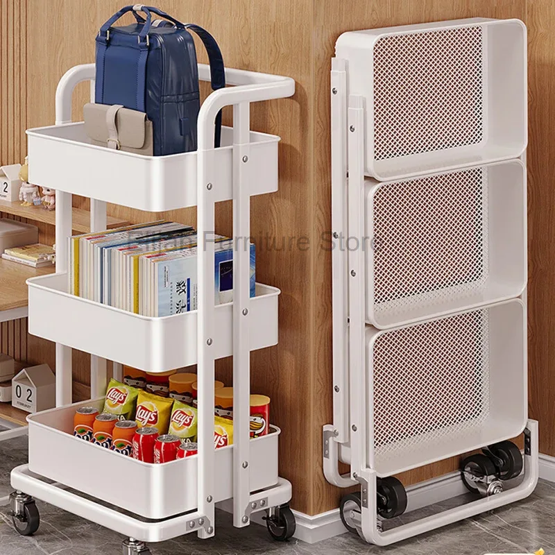 Trolley Storage Rack Floor To Ceiling Multi-layer Backpack Storage Rack Kitchen Bedroom Mobile Bookshelf Salon Furniture