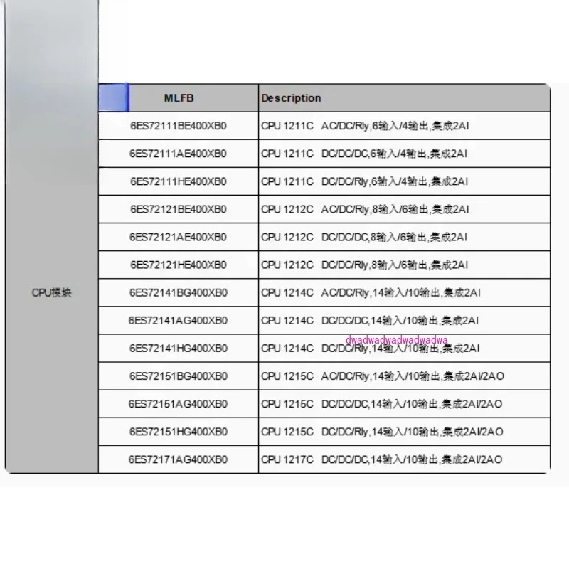 مناسبة لوحدة التحكم المنطقية القابلة للبرمجة Siemens PLC S7-1200 CPU 1211C 1212C 1214C 1215C 1217C
