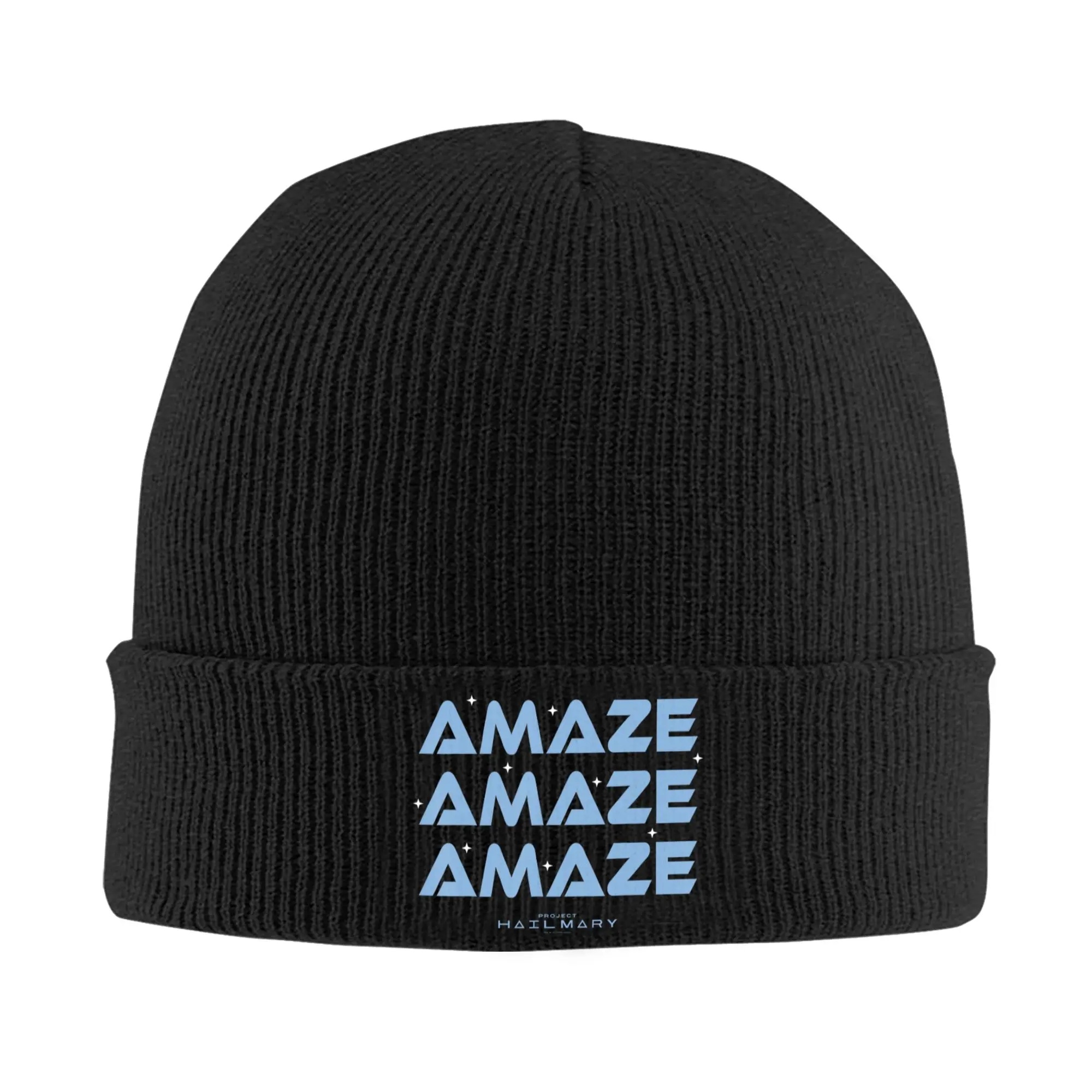 Project Hail Mary Amaze Repeat Typography Poster Knitting Hat Cool Caps Male Outdoor Beanie Hats Winter Printed Warm Bonnet Hats