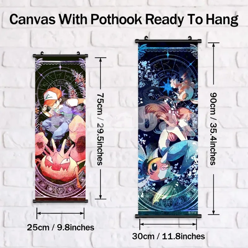 Póster de Pokémon impreso, obra de arte de pared de Anime, pintura de estilo de doce constelaciones, lienzo de Pikachu, rollos colgantes, decoración de la habitación del hogar