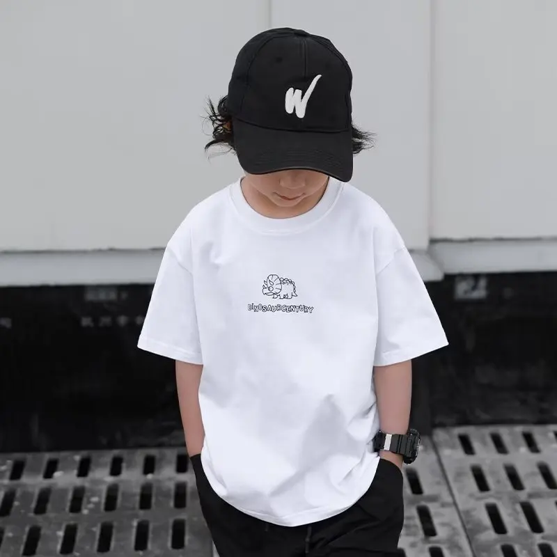 Children's Pop Text Men's Ins Summer T-shirt Five-point Sleeve Trend New Crewneck Harajuku Straight Type Digital Letters