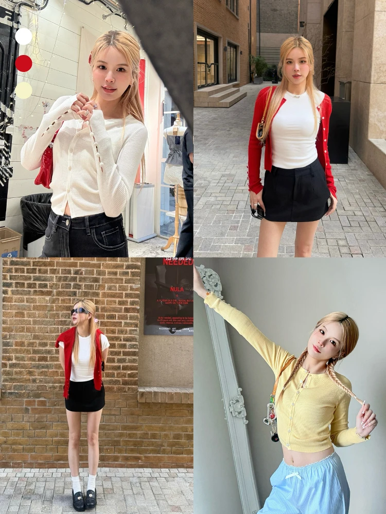 

MungsEra Summer Original aped Button Slim Fit Sun Protection Knitted ort Open Cardigan Tee Colors Women's Faion