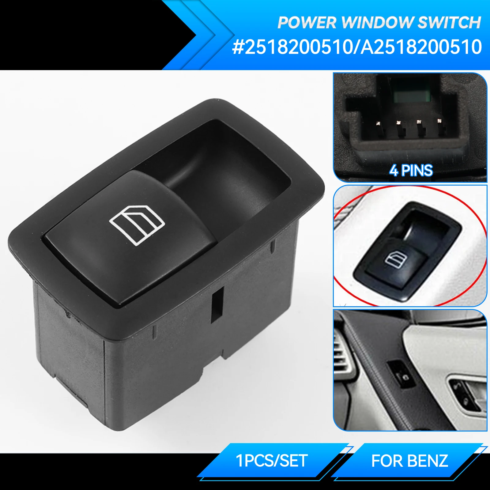 

2518200510 Power Window Switch For Mercedes A B ML GL R Class W251 W169 W245 X164 W164 Passenger Side 251 820 05 10 A2518200510