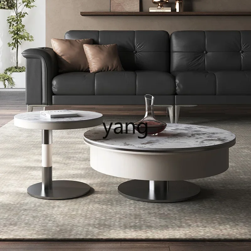 LMM living room creative round movable simple new pearl rock slab coffee table
