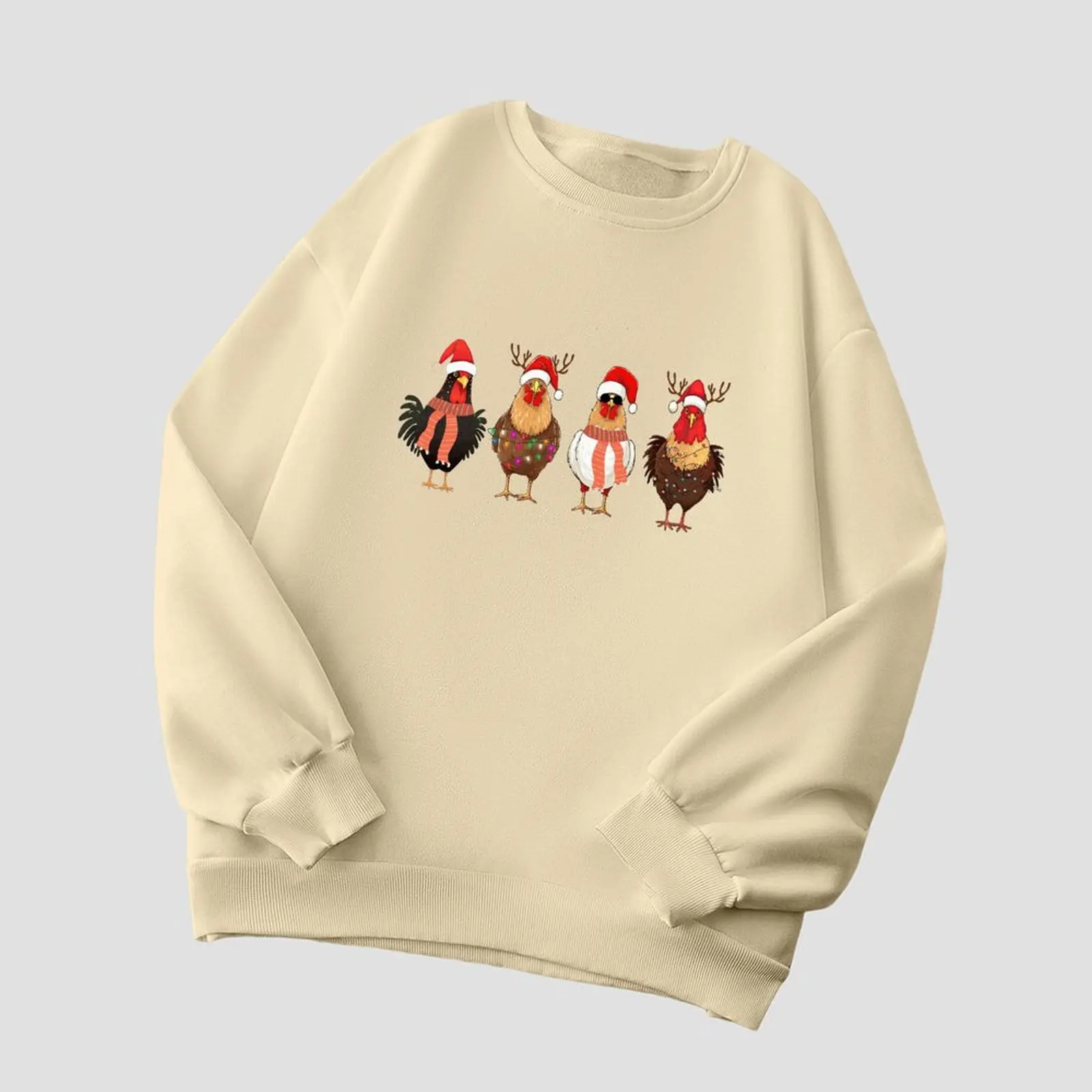 المرأة س الرقبة البلوز المخملية الشتاء عارضة فضفاضة مريحة عيد الميلاد الدجاج المطبوعة نمط البلوفرات سترة طويلة الأكمام