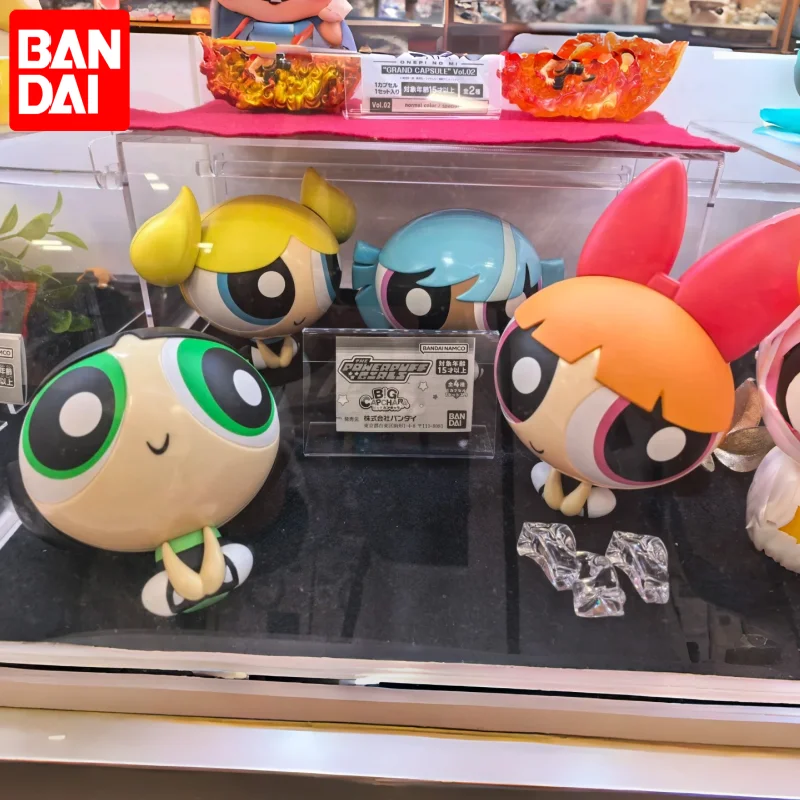 Figurine assise Blossom des Powerpuff Girls de Bandai, modèle assemblé Gashapon, ornement de bureau à collectionner pour les fans d'anime