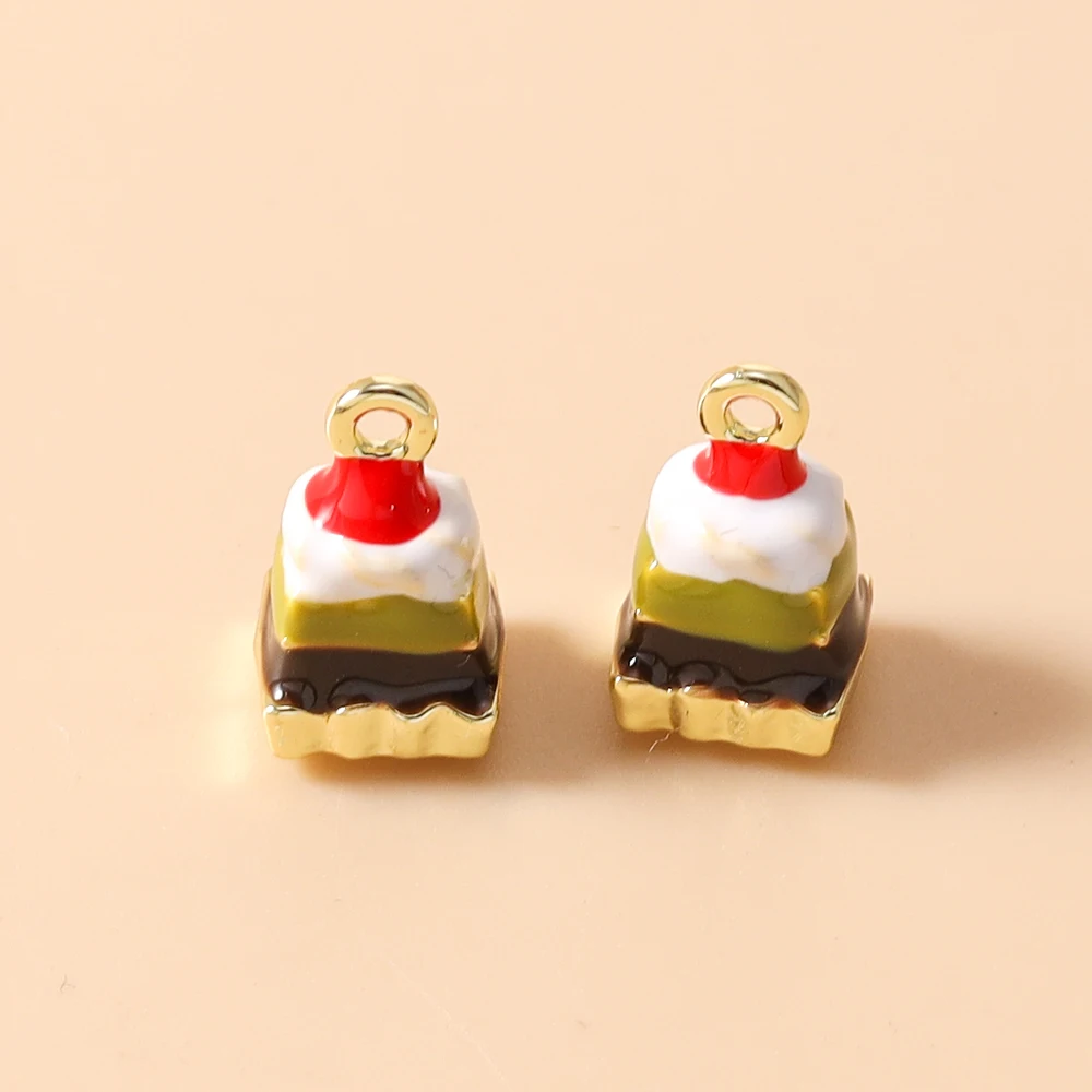 Leslie 5 Stück/Set Emaille Cartoon Lebensmittel-Anhänger Kaffee Brot Kuchen Charms Perlen für Ohrringe Tasche Schlüsselanhänger DIY Schmuckherstellung – Detail 16