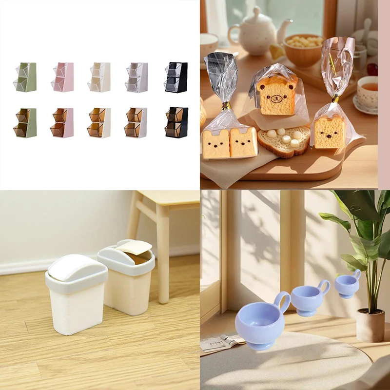 อุปกรณ์เสริมของเล่นสำหรับบ้านตุ๊กตา 1 ชิ้น: กล่องเก็บถุงชา/แคปซูลกาแฟขนาด 1/6 สำหรับตุ๊กตา ชุดครัวของเล่น