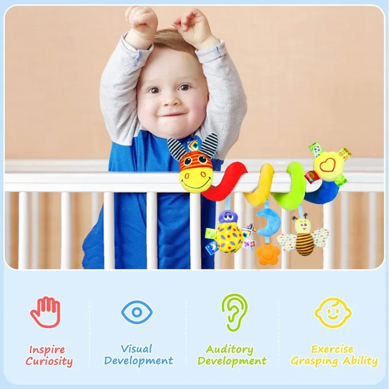 Kinderwagenaccessoires Cartoon Insect Knuffel met rinkelend papier Pluche Comfort Nachtkastje Hanger Pluche Decoratie Kinderwagen