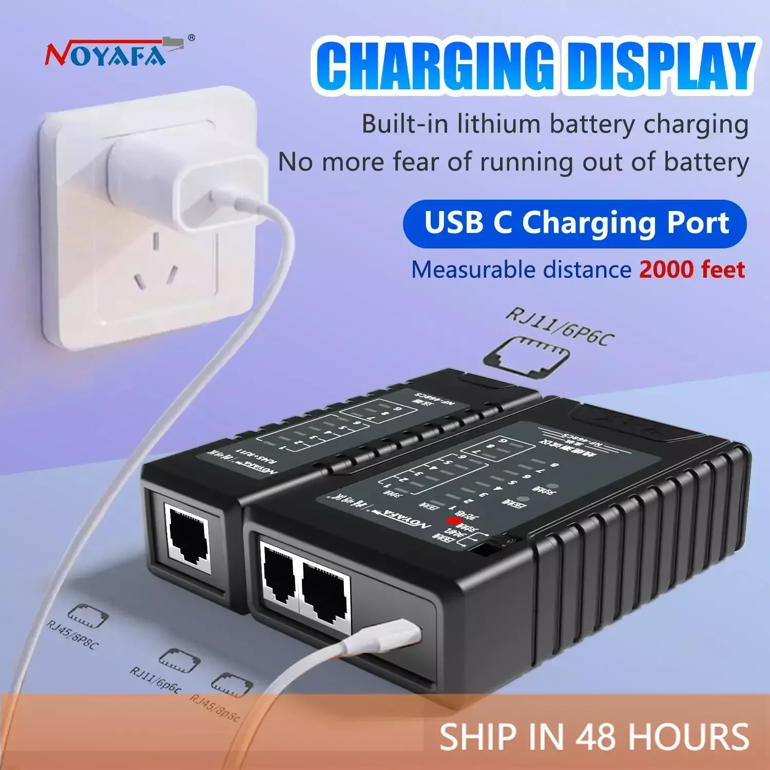 NOYAFA NF-468CS เครื่องทดสอบสายเคเบิลเครือข่ายสําหรับ RJ45 RJ11 ทดสอบ STP UTP Single Head Cable Checker ทดสอบความต่อเนื่องสาย LAN เครื่องมือทดสอบ