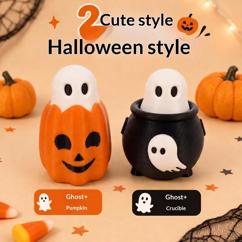 Mini-Geister-Topf-Fidget-Charm, umweltfreundlicher PLA 3D-gedruckter Halloween-Horror-Feiertagsstil Rucksack-Deko-Schlüsselanhänger-Ornament – Detail 5