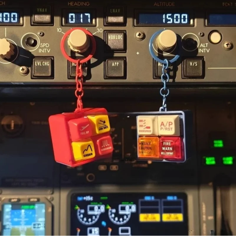 Aircraft Emergency Button Alarm Pendant Airplane Alarm Sound Simulator Keyring Bag Hanging Decorations Gift For Men Women