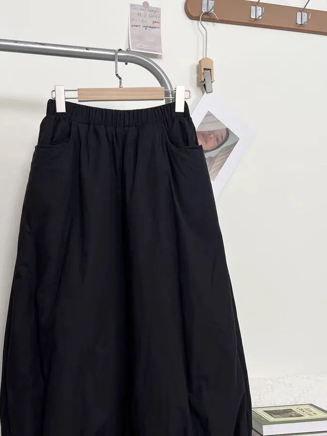 Katoenen broek met hoge taille en wijde pijpen Dames plus maat elastische taille Verdikte warme lantaarn katoenen broek Winter vrijetijdskleding