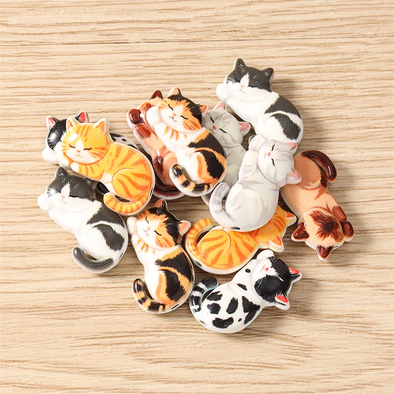 5 Stück 18x11mm Cartoon-Tier-Katzen-Abstandshalter, lose Anhängerperlen für die Schmuckherstellung, DIY handgemachte Armbänder, Halsketten, Bastelzubehör – Detail 12