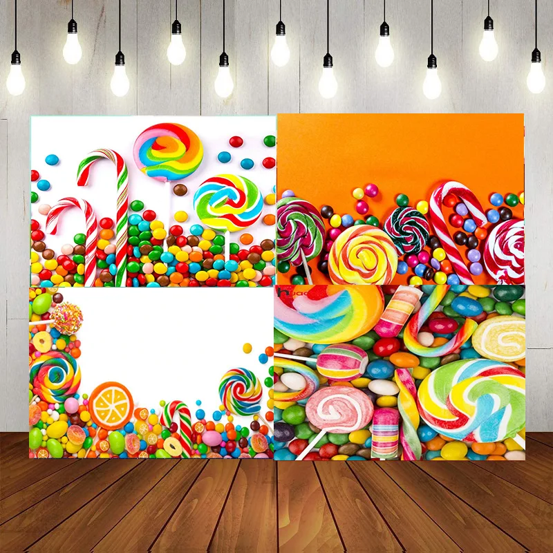 

Candy Rainbow Backdrop Colors Lollipop Sweets Photography Backgrounds Kids Birthday Party Events Banner Decoration Baby Shower