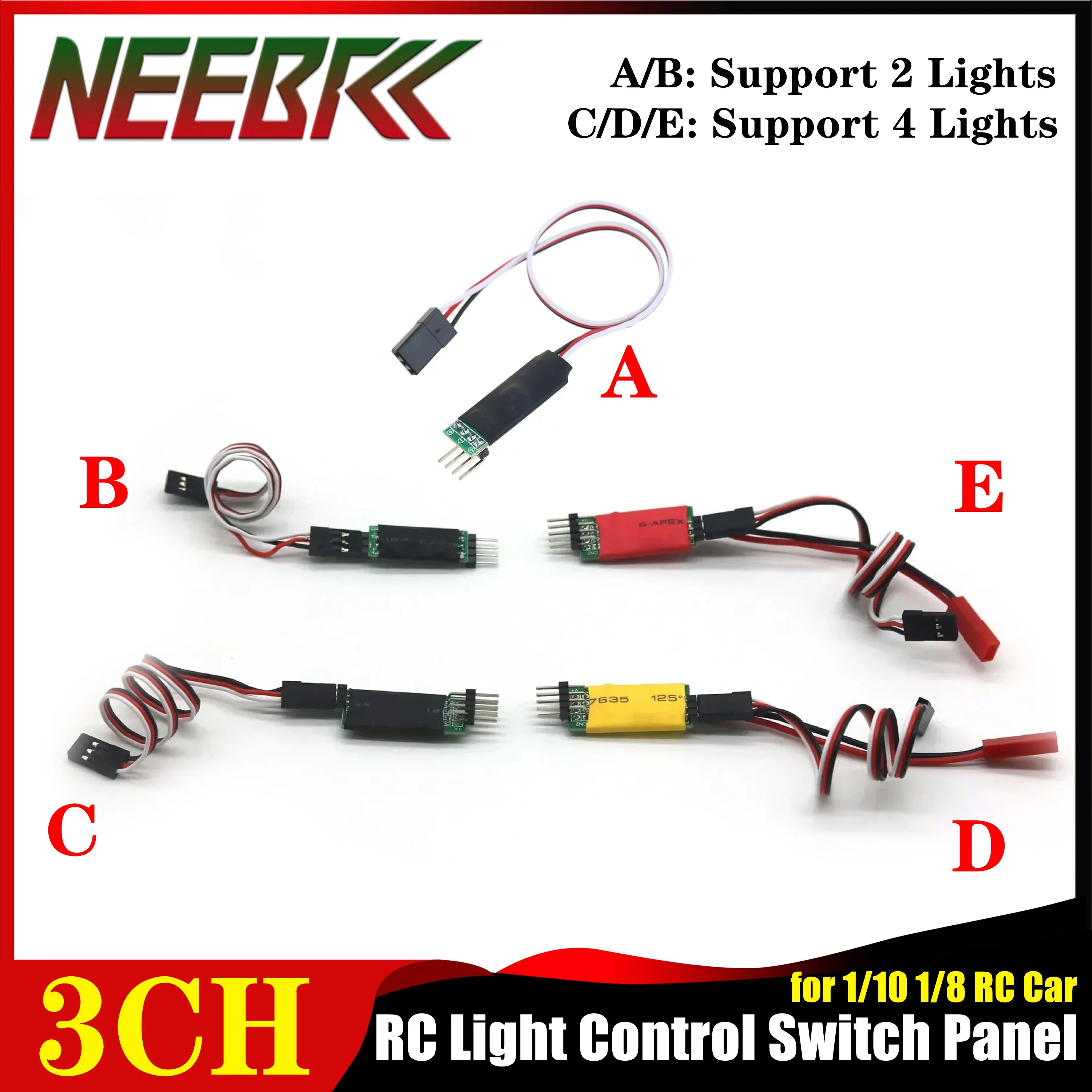 RC 3CH LED Lamp Control Switch Panel Light System Turn on / Off for 1/10 1/8 RC Car Crawler Buggy Vehicle Component Spare Parts