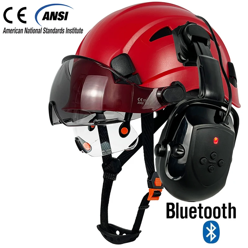 DARLINGWELL Arbeits schutzhelm mit Visiern, verbesserter Bluetooth-Ohren schützer, Geräusch reduzierung, Ohrschutz-Kopfhörer mit Schutzhelm 3