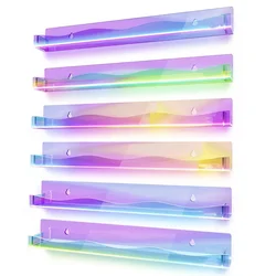 2/4pcs Rainbow Acrylic Record Shelf Stand Wall Mounted Vinyl Album Holder Display Rack Nail Polish Storage Organizer