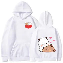 Bubu and Dudu Panda Hoodies Men Aesthetic Graphic Funny Kawaii Bubble Tea Hoodies Unisex Anime Harajuku Vintage Pullovers Sweats