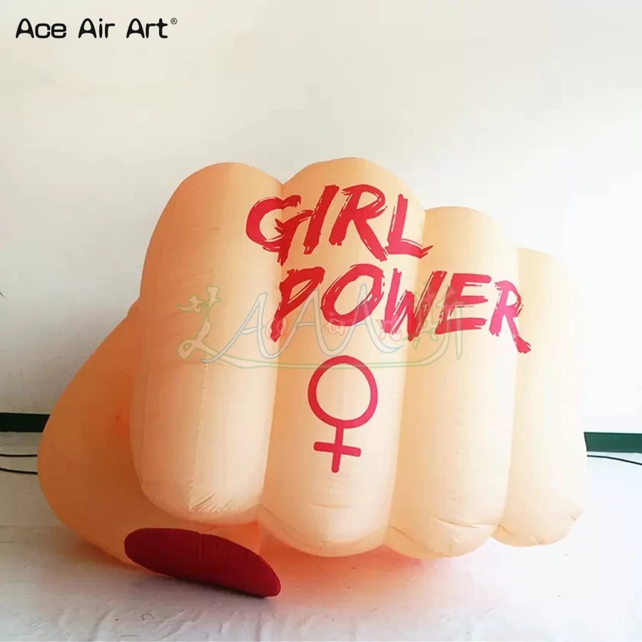 3m Long High Quality Inflatable Fist Model Replica Girl Power For Advertising Decoration Made By Ace Air Art