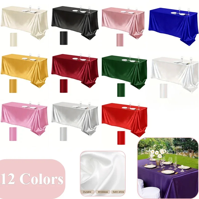 

1PC Color Table Cover Rectangle Satin Tablecloth Smooth Fabricfor party Birthday Events Banquet Decor Home Dinner Tablecloths식탁보