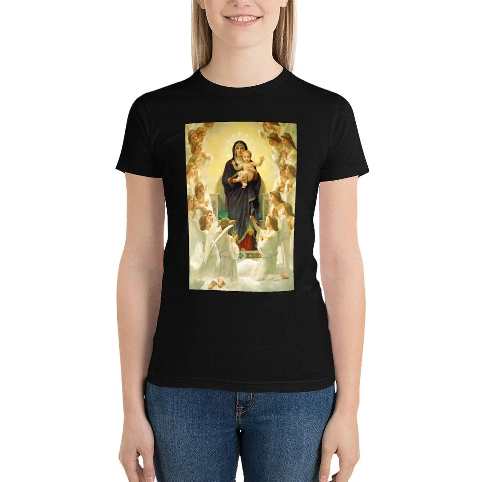 Adolphe William Bouguereau Madonna and Angels T-Shirt hippie clothes kawaii clothes tight shirts for Women